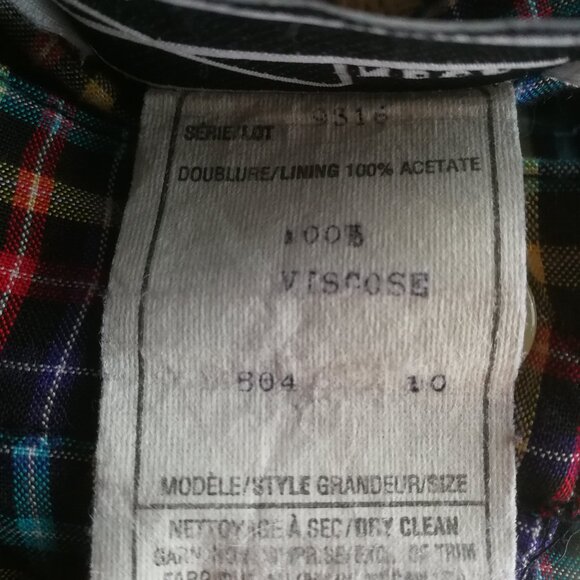 Vintage plaid button front long skirt partial elastic waist multicolour pockets - Picture 5 of 6